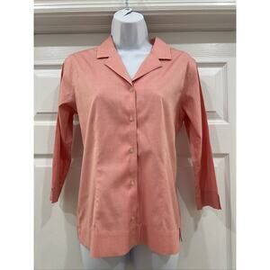 EUC Eddie Bauer Women Shirt Pink Size Small S Wrinkle Resistant 3/4 Sleeves